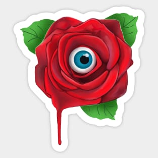 Spooky red rose with eyeball Sticker